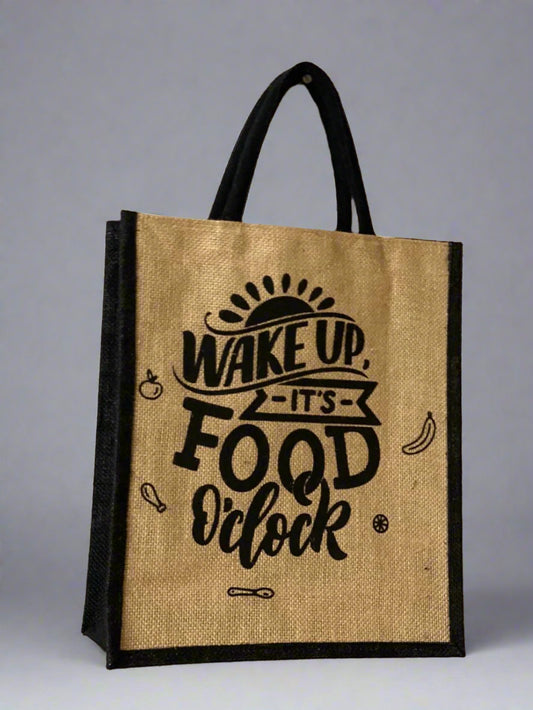 WAKE UP JUTE shopping bag