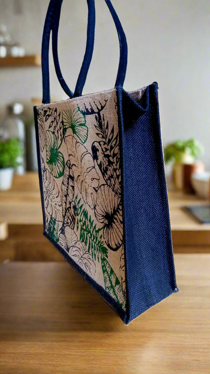 TROPICAL LEAF JUTE shopping bag