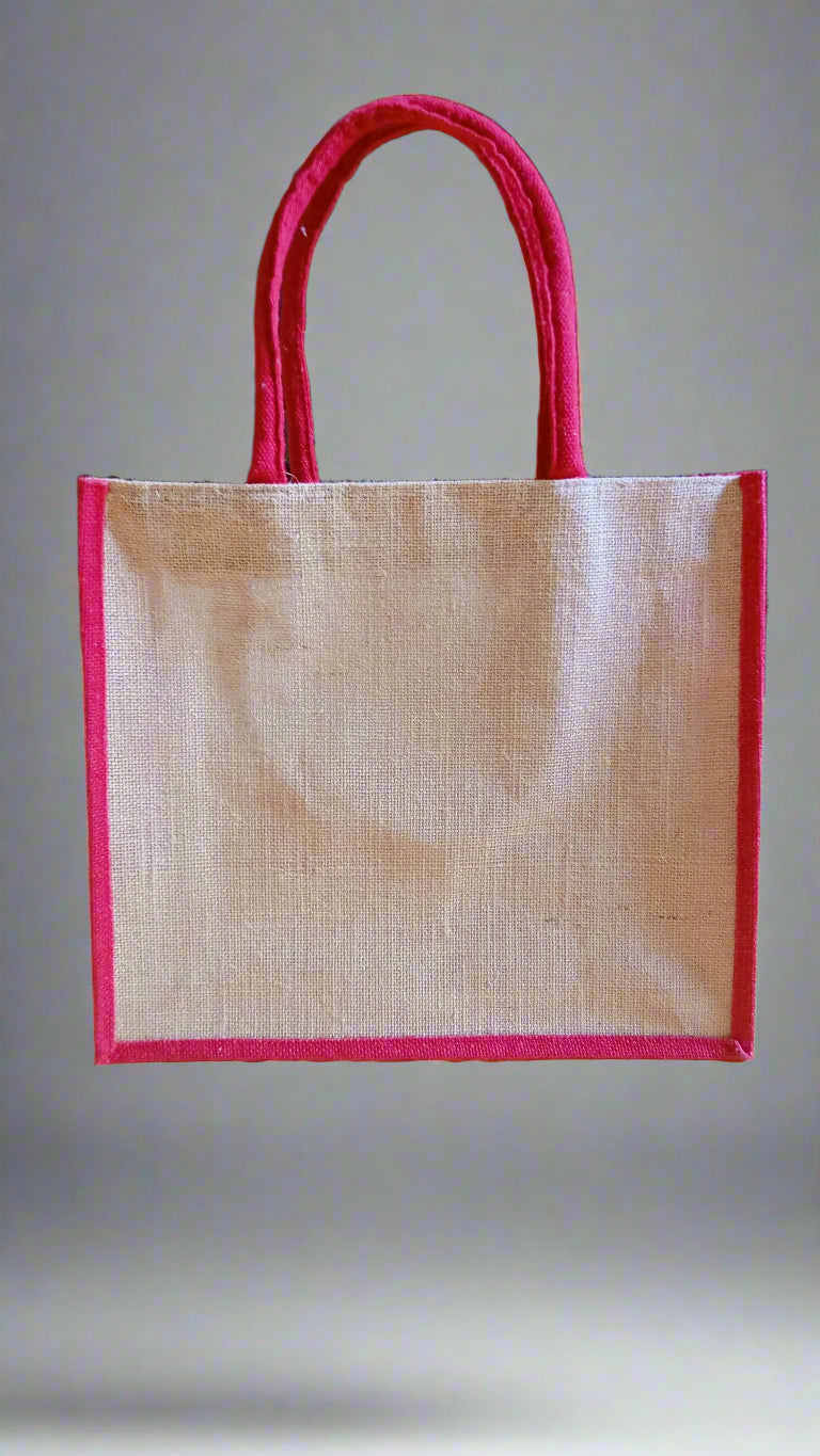 RED FLORAL ELEGANCE JUTE shopping bag